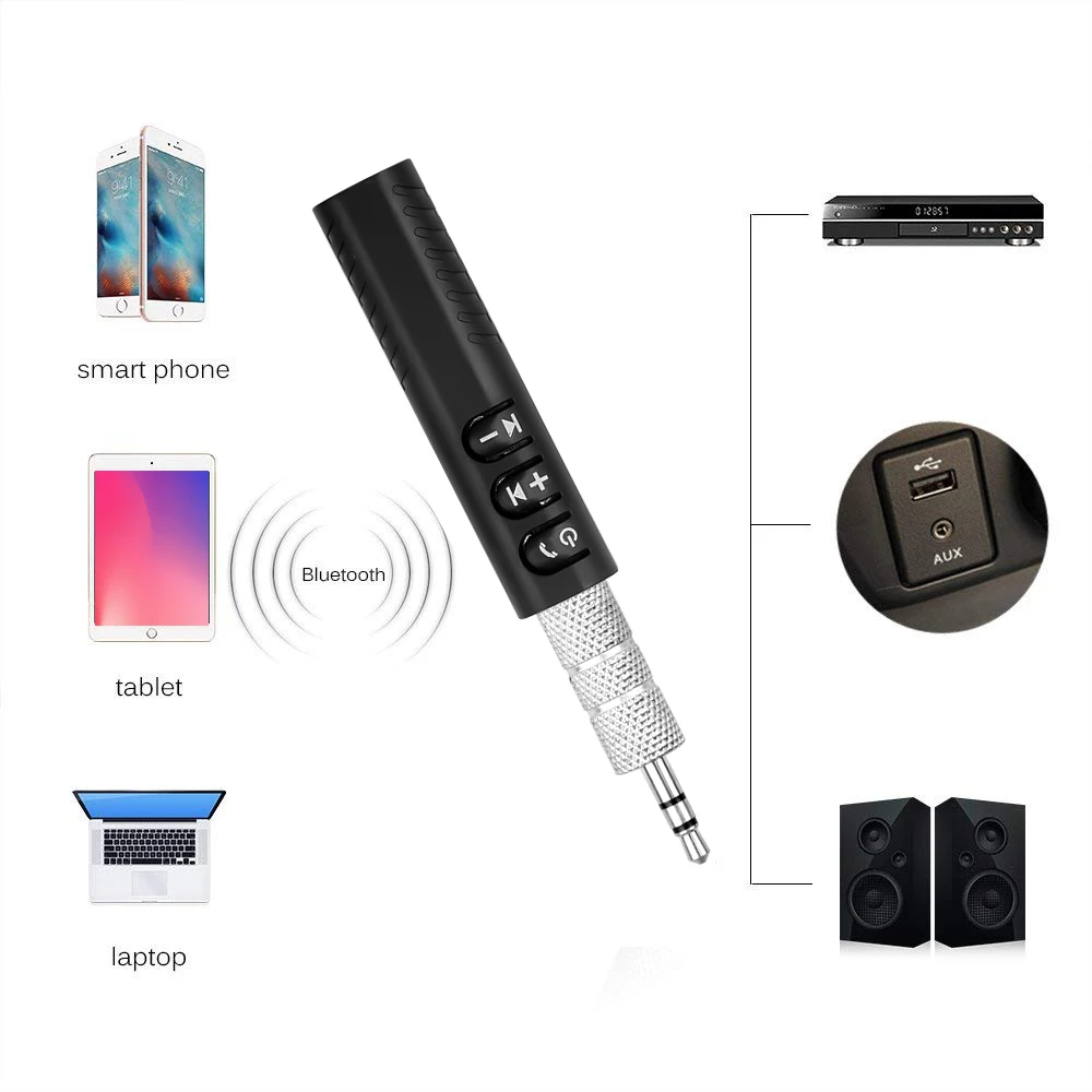 Портативный Bluetooth ресивер Kebidu 4 1 аудиопередатчик с разъемом 3 5 мм автомобильный