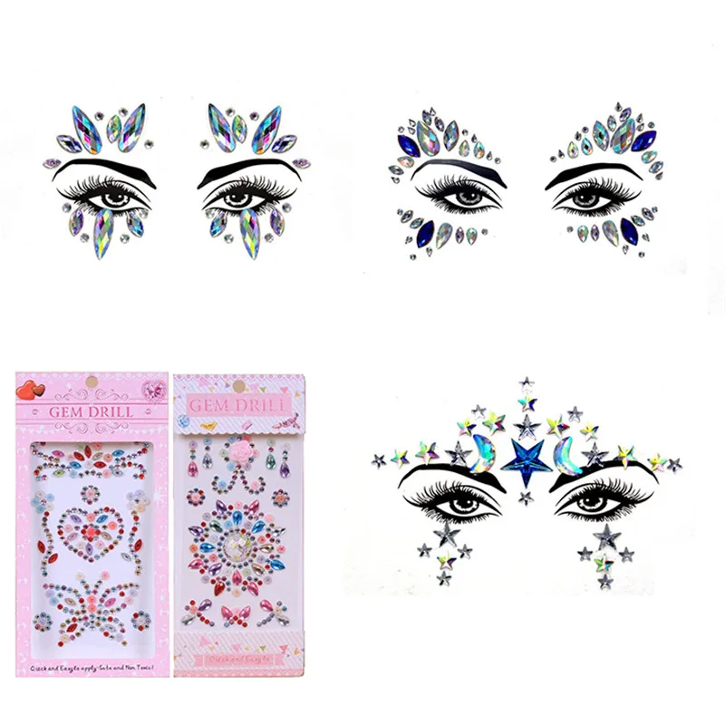 Face Jewelry Crystal Stickers For Women Mobile Phone Case Decor Rhinestones Beauty Makeup Masquerade Party Diy Sticker | Дом и сад