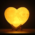 Лампа в форме сердца, Луны, 3D печать, USB перезаряжаемая Светодиодная лампа в форме Луны, для украшения дома и подарка для любимых, родителей, друзей