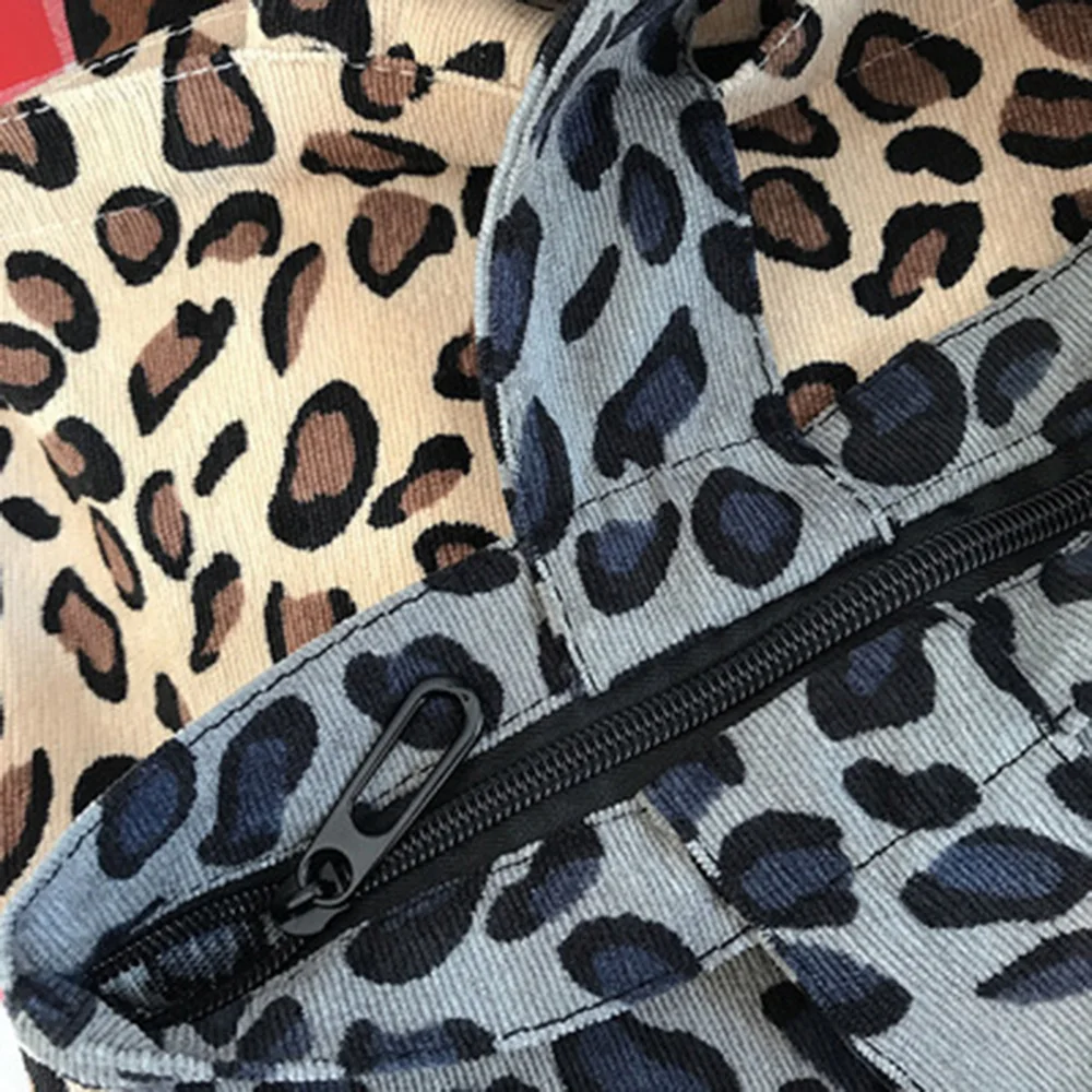 

Corduroy Leopard Print Bag Casual Tote Large-capacity Handbags Fashion Harajuku Canvas Bag Hip Hop Shopping Women's Shoulder