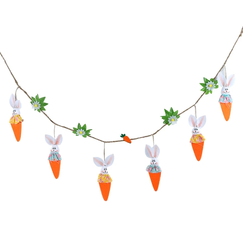 

1.6M Easter Carrot Bunny Pendant Banner Flag Wall Decoration Party Garden Decor Easter DIY Easter Ornaments