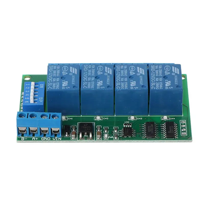 2020 Новый 4CH 12V Modbus PC RTU UART RS485 релейная плата для PLC лампы LED PTZ управление
