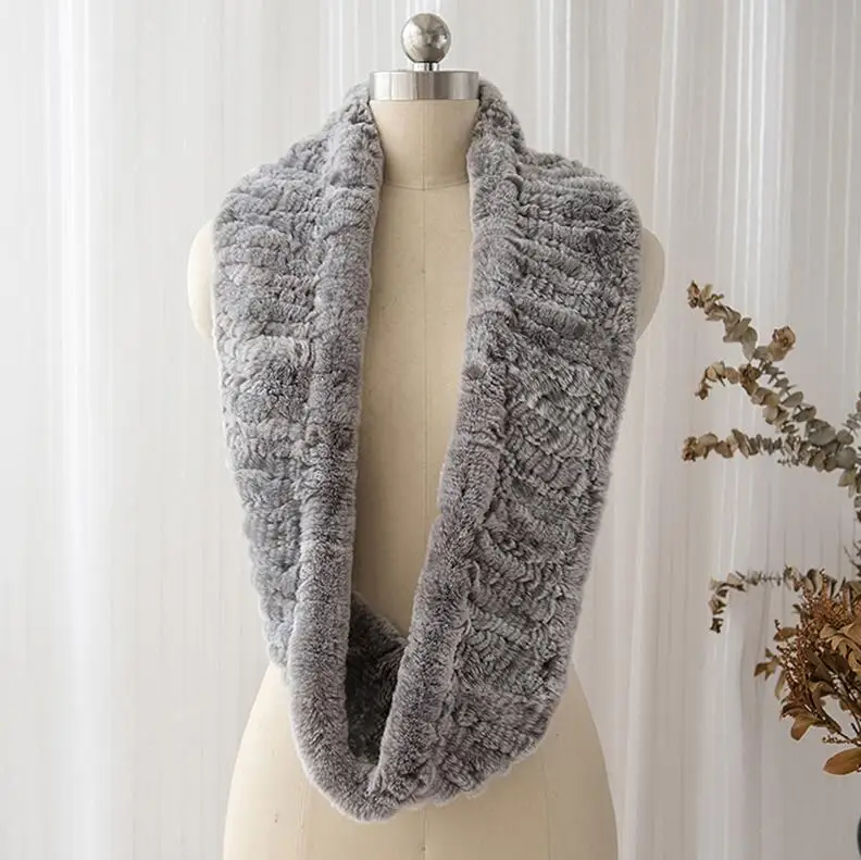 grey with white tips YCFUR, зимний теплый шарф-кольцо для мужчин, толстые пушистые шарфы из натурального меха, мужской супер эластичный теплый шарф-шейный платок для мужчин - Цвет: grey with white tips