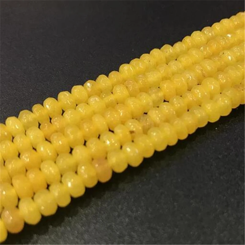 Колесо бусины желтый натуральные нефриты камень халцедон граненые бусинки rondelle