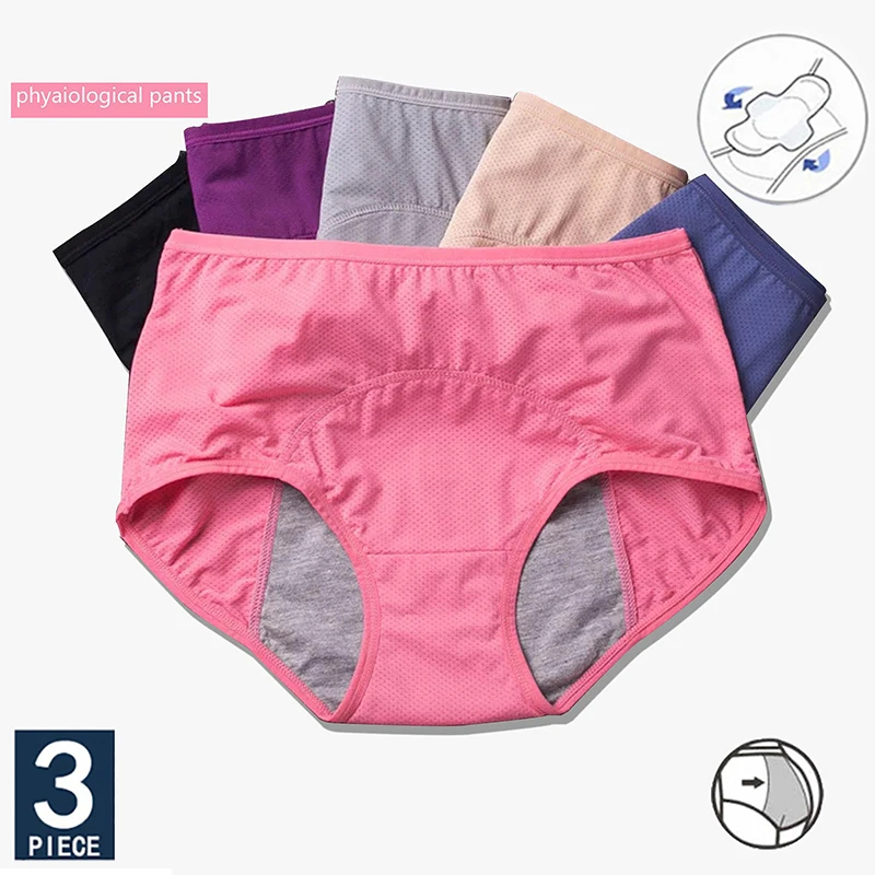 

Plus Size Underwear L-5XL Menstrual Panties Physiological Pants Leak Proof Women Underwear Period Mesh Breathable Briefs
