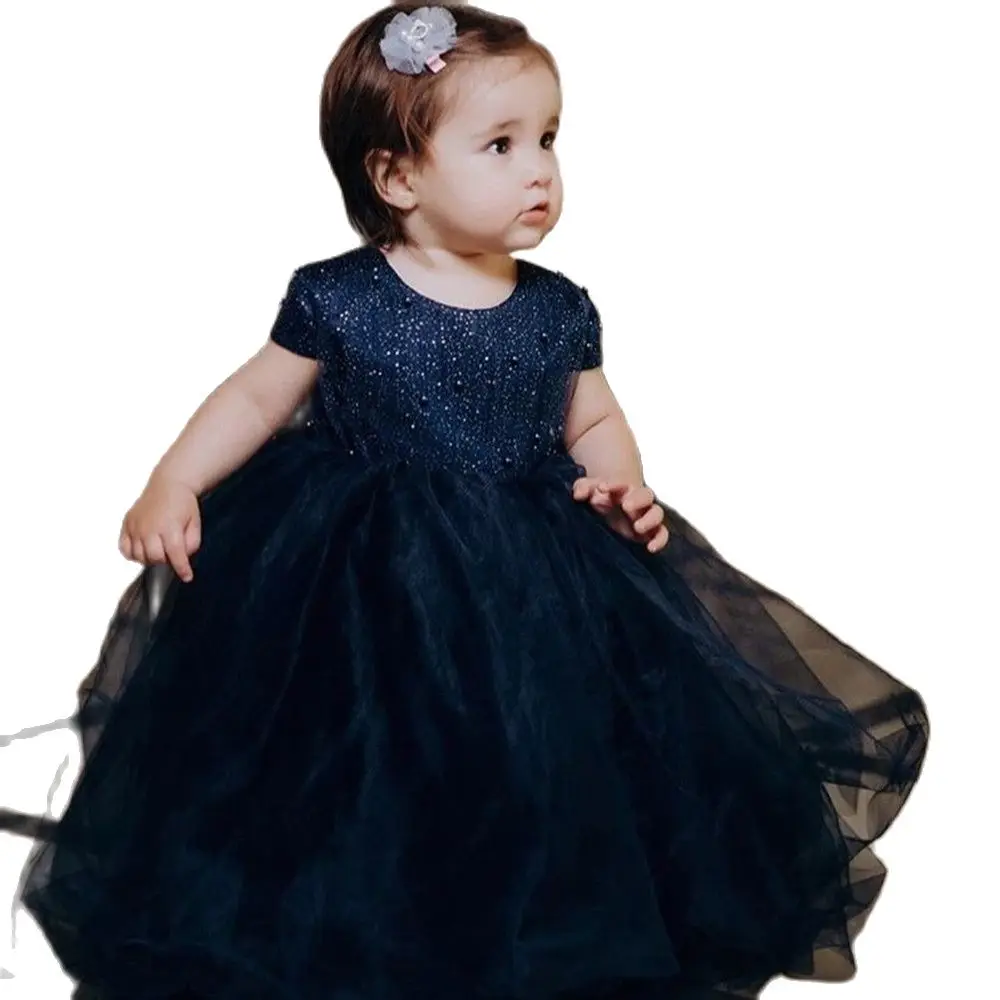 

Простые платья с жемчугом для первого причастия, атласное платье с бантом для маленьких девочек, Пышное Бальное платье, платье принцессы, цв...
