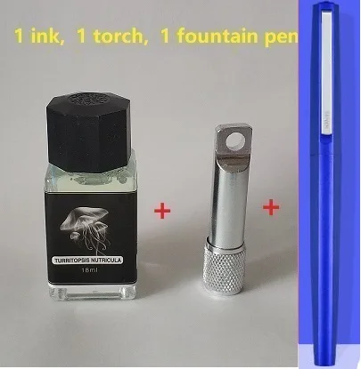 1 ink 1 torch 1 pen 18 мл/светильник для бутылок, невидимые чернила для авторучки, флуоресцентные чернила без углерода, видимые только под УФ-светильник, чернила для авторучки - Цвет: 1 ink 1 torch 1 pen