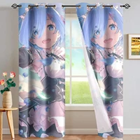cartoon re zero printed anime curtains window curtains for bedroom living room kids girls room curtain party home decor 2 panels