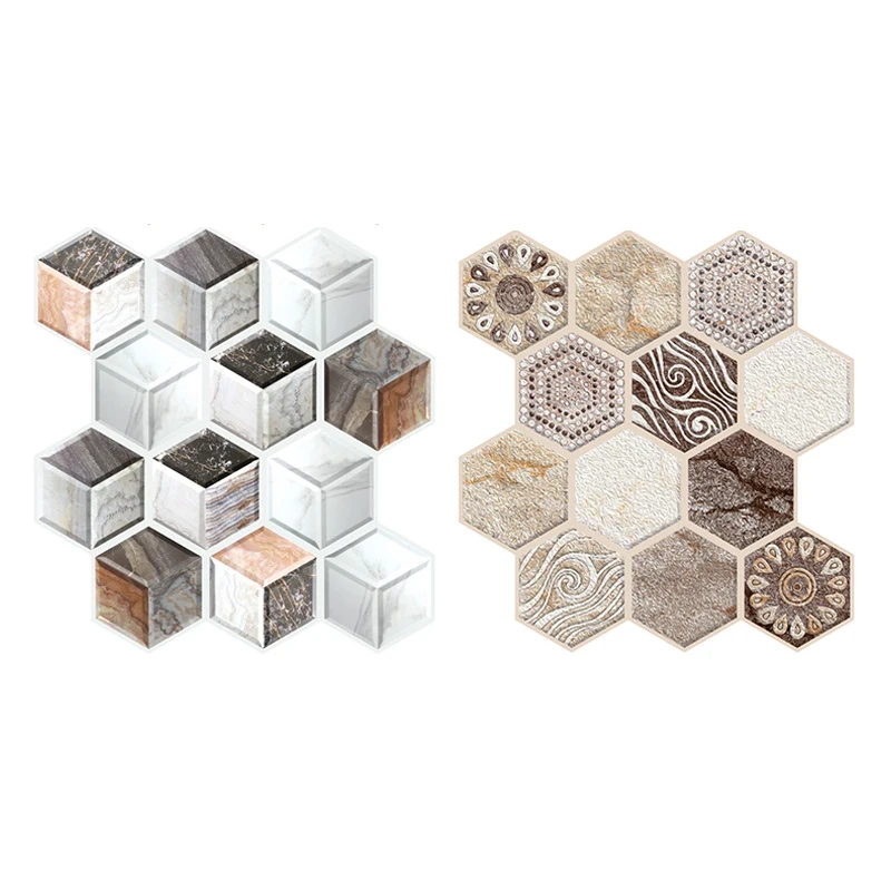 

10pcs Self-adhesive Waterproof Wall Paper Art Mural Floor Tiles Wall Stickers DIY Kitchen Bathroom Home Renovation Decals