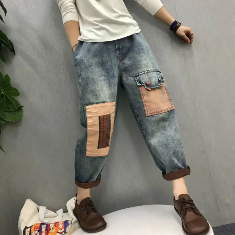 Женские джинсы в стиле пэчворк Max LuLu повседневные брюки из денима оверсайз