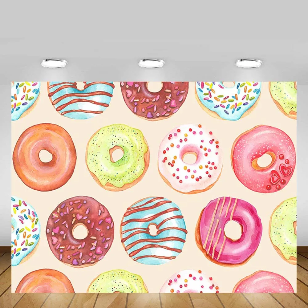 

Mehofond Donuts Baby Shower Photography Backdrop Newborn Child Kids Birthday Banner Photo Background Studio Photozone Photophone