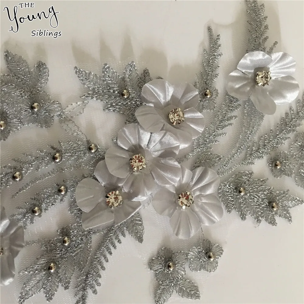 Новое поступление вышивка 3D цветами АБС жемчуг шитье кружево вырез аппликация