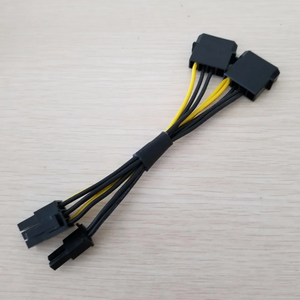 10 шт./лот двойной 4 контактный IDE Molex к PCI E Express Видеокарта 8 кабель питания 18AWG 15 см