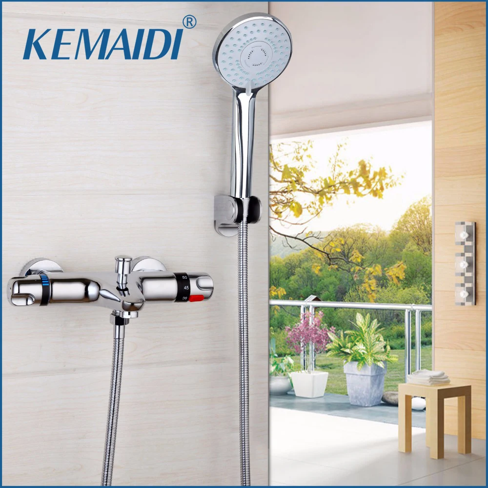 

KEMAIDI Bathtub And Shower Thermostatic Faucet Shower Mixing Valve Constant Temperature Taps Bathroom Faucets Wall Mounted