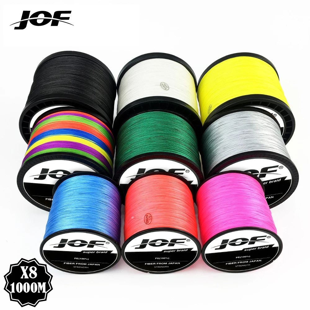 

JOF 8 Strands 1000M 500M 300M PE Braided Fishing Line Japan Multicolour Saltwater Fishing Weave Superior Extreme Super Strong