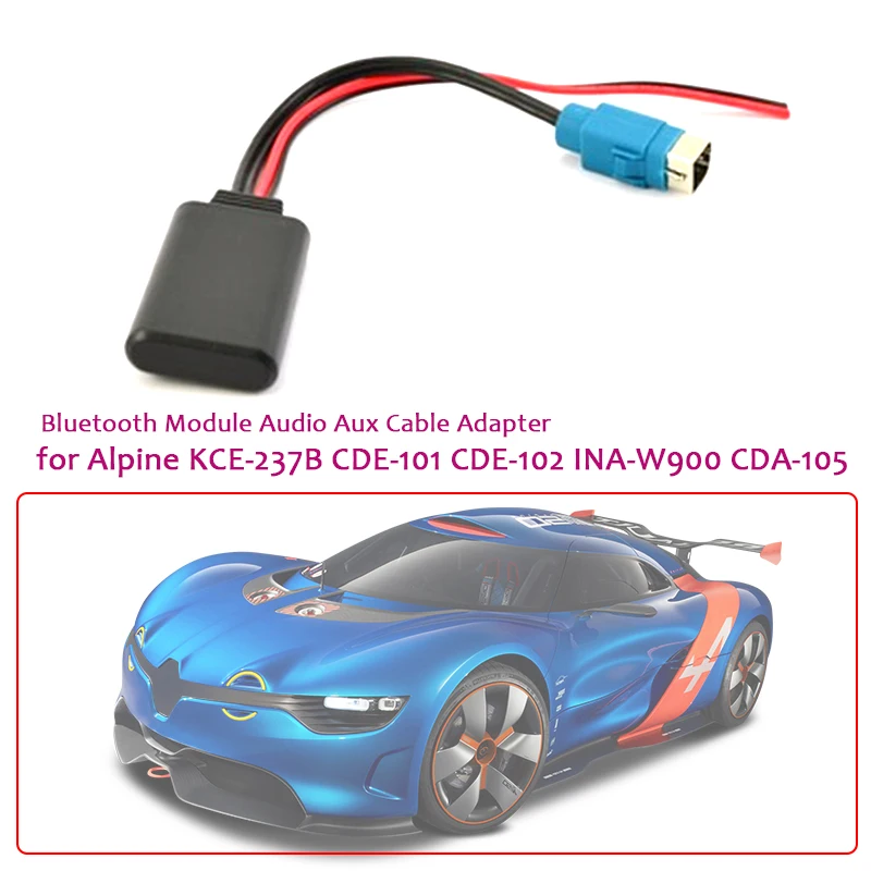 Car Stereo Bluetooth AUX Cable Adapter Wireless Audio Wire for Alpine KCE-237B CDE-101 CDE-102 INA-W900 CDA-105