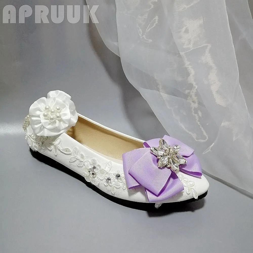 Женская обувь 2020 новый дизайн фиолетовый бант цветочный белый кружевной анклет с