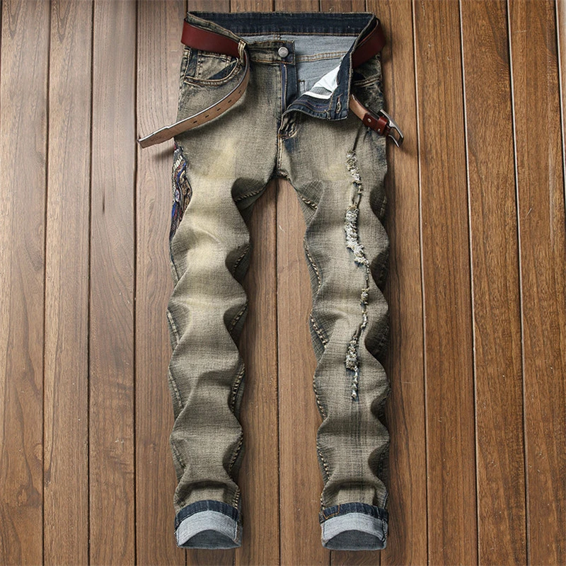 Мужская одежда большого размера хип хоп спортивные брюки обтягивающие джинсовые