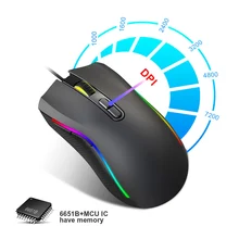 New Hot Wired Mouse 6 Adjustable DPI 7 Key Macro Programming RGB Light Office PC Game Mice