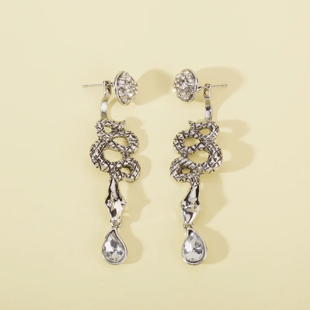 Модные стразы длинные серьги в виде змеи необычные гвоздики для женщин винтажные