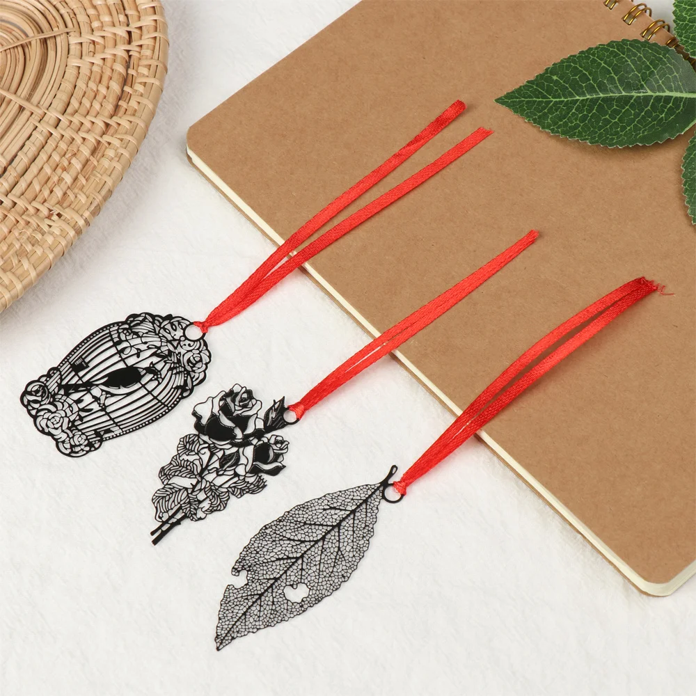 1 шт. креативная полая металлическая Закладка с красным ремешком канцелярские