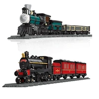 classic steam train railways railroad track city traffic simulation model toy for boy kits building blocks gifts for children