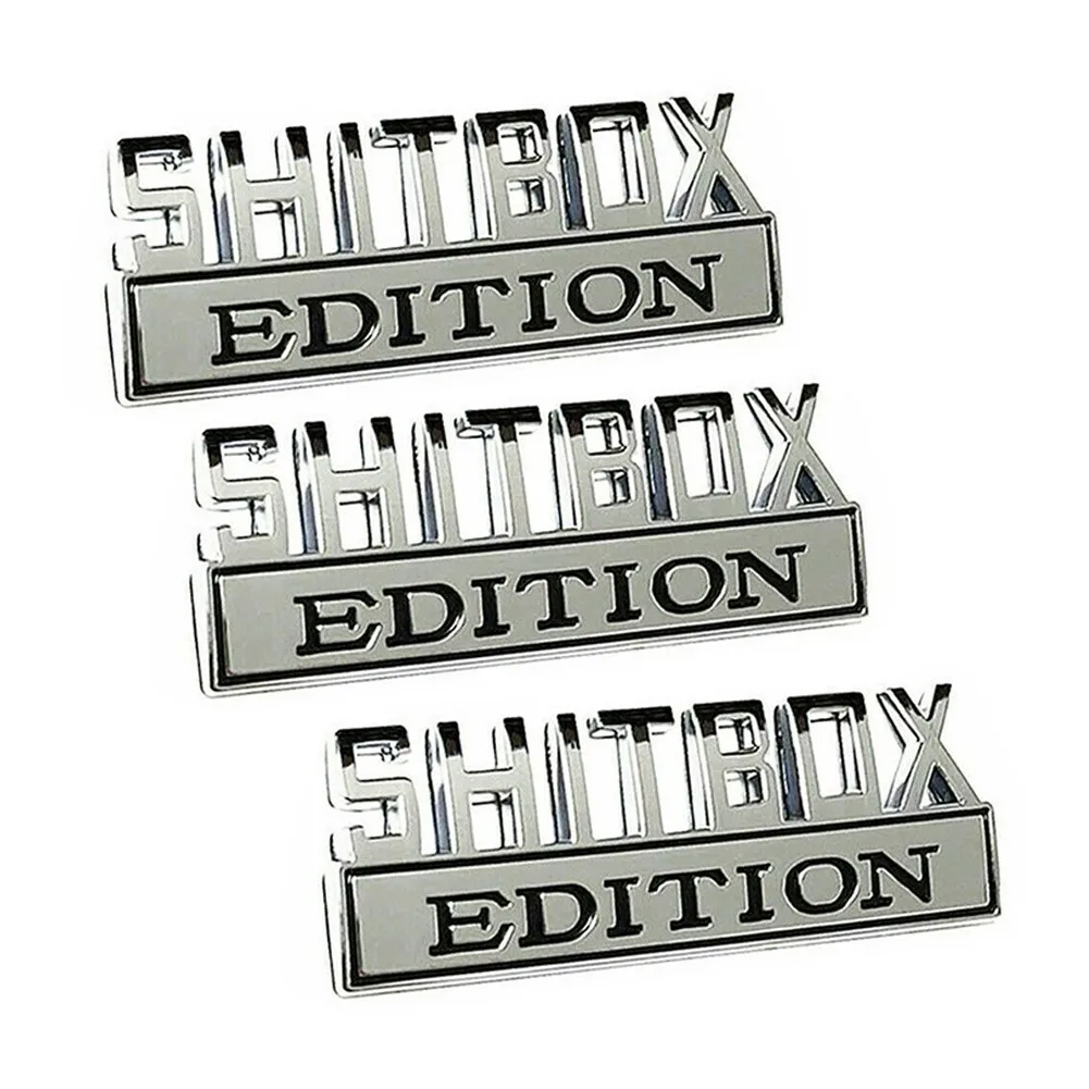 

3x хром Black SHITBOX EDITION наклейки с эмблемами, автомобильные наклейки для грузовика, наклейки