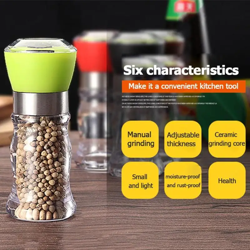 Salt Pepper Mill Grinder Grinding Bottles Grinders Shaker Spice Container Seasoning Condiment Jar Holder Kitchen Gadget | Дом и сад