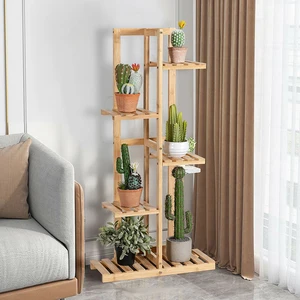 5 tier 6 potted plant stand rack sturdy premium bamboo painted finish anti tilting device storage rack patio yard plant shelves free global shipping