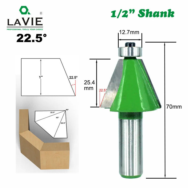 Фреза фасок LAVIE MC03232 1 шт. хвостовик 12 мм 1/2 дюйма фреза 11 25 15 22 5 30 45 градусов для