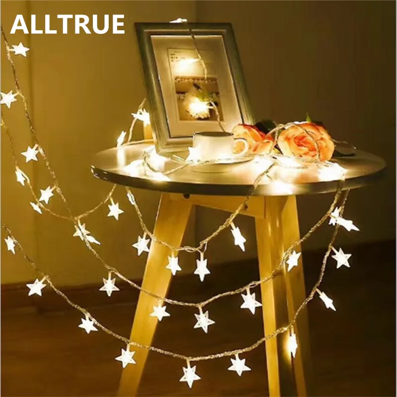 

ALLTRUE 1/2M LED Star String Lights LED Fairy Lights Christmas Wedding decoration Lights AA Battery Operate twinkle lights