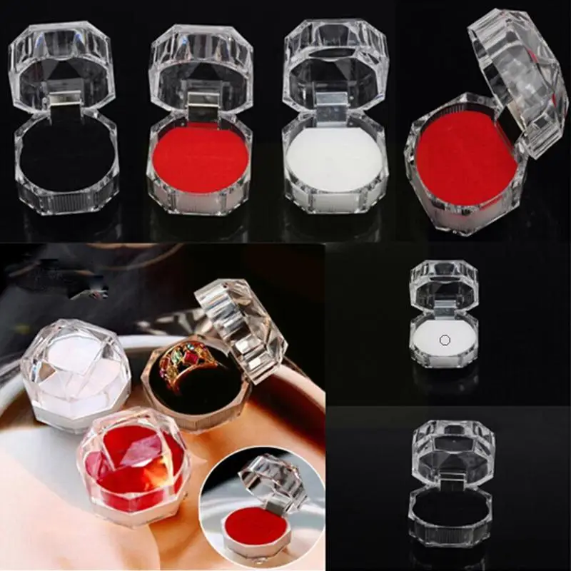 

Hot Sale 20Pcs/Lot Transparent Jewelry Package Box Wedding Clear Storage Diamond Packaging Earring Gift Box Crystal Acrylic M8F1