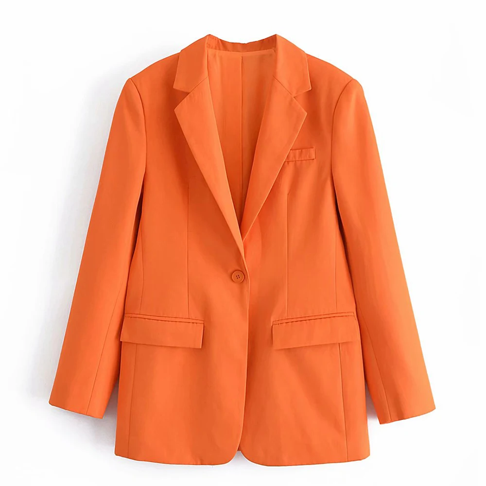 

European and American women's suits spring and autumn new unisex style one button solid color straight suit jacket women