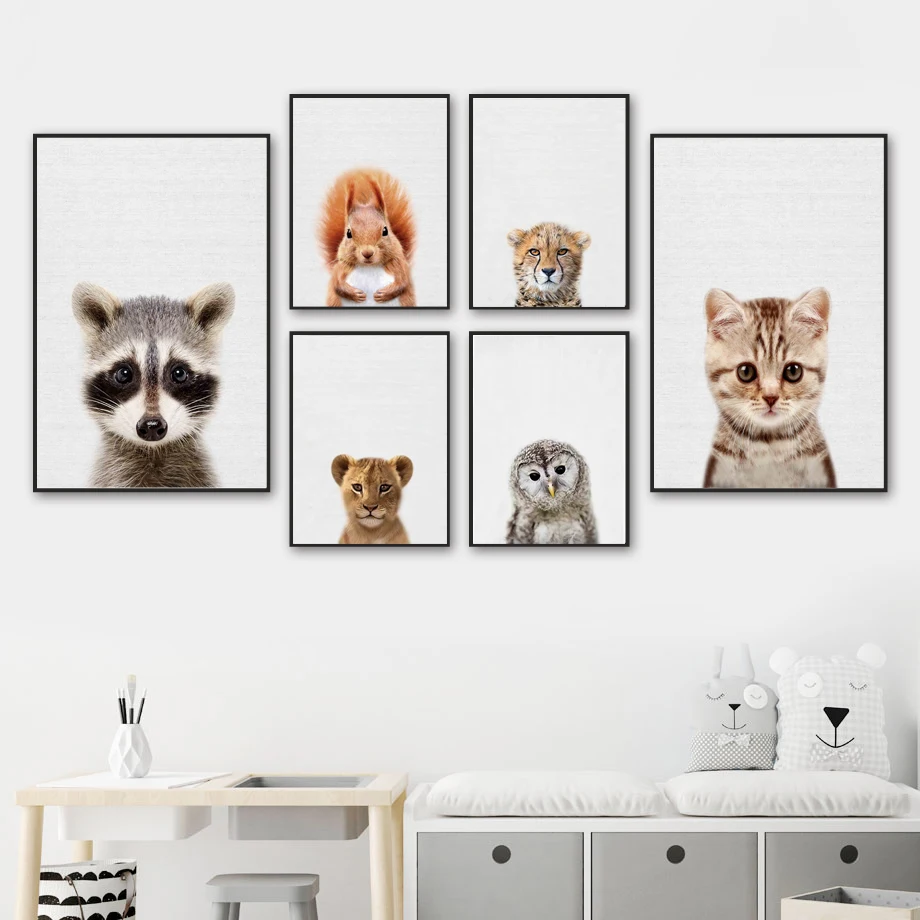 

Raccoon Squirrel Leopard American Shorthair Owl Wall Art Canvas Painting Nordic Posters And Prints Wall Pictures Kids Room Decor