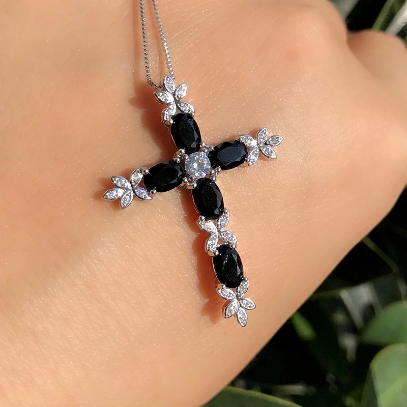 Роскошное ожерелье с разноцветным крестом для женщин круглый белый кубический