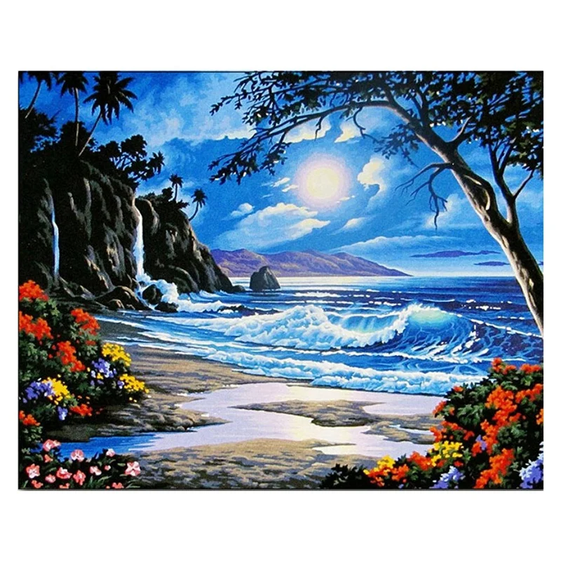 Новая краска работает по номерам наборы синий океан 16*20 дюймов