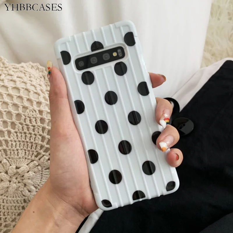 YHBBCASES для samsung Galaxy S10 S8 S9 Plus ретро в горошек Мягкие Чехлы Note 10 9 ударопрочный 3D чехол