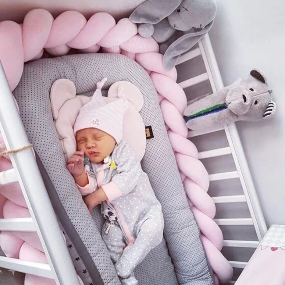 

Happy Flute Braided Twist Bed Circumference Anti-collision Newborn Bumper Infant Knotted Protector Pure Weaving Plush Knot Crib