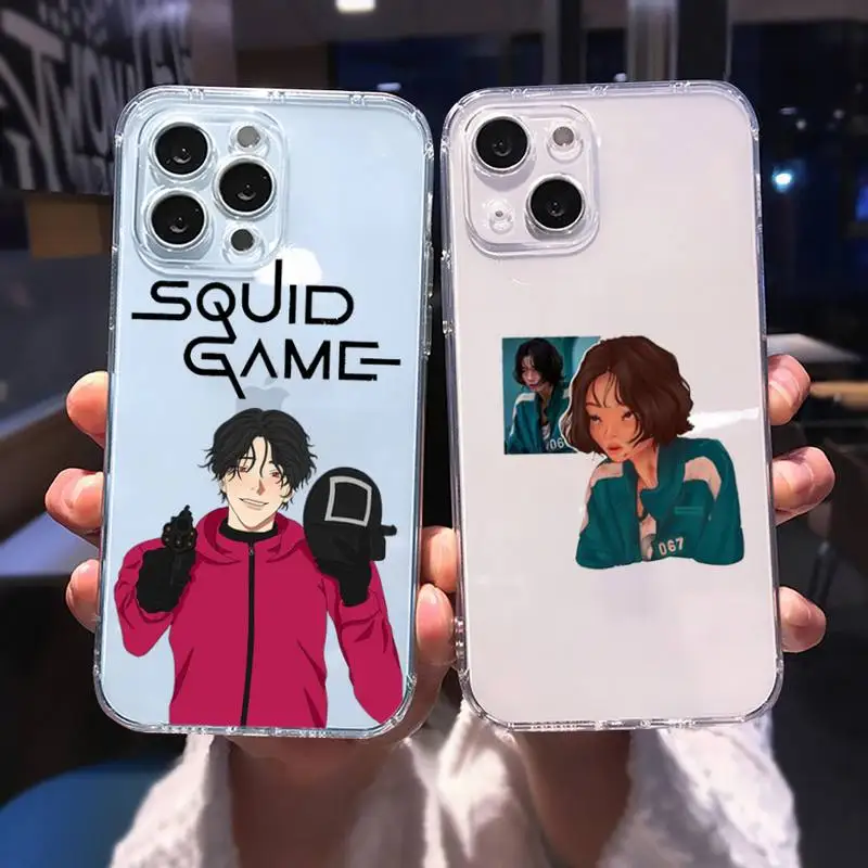 

squid game Phone Case For iphone 13 12 11 8 7 plus mini x xs xr pro max Transparent soft