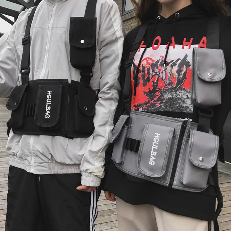 

Street Style Hip-Hop Vest Bag Tide Male Chest Bag Vest Bag Personality Tooling Men Vest Bag