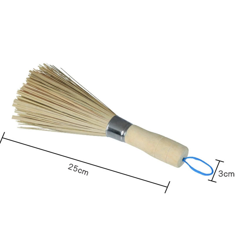 

2pcs Bamboo Pan Brushes Long Handle Wok Cleaning Brush Dish Brushes Kitchen Tool for Home Restaurant