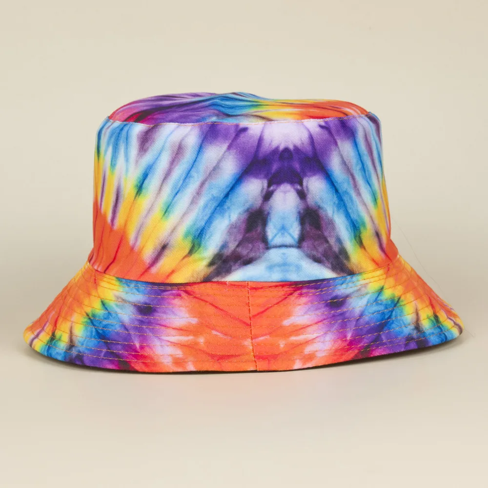 

2021 New Harajuku Rainbow Print Bucket Hat For Women Men Panama Tie Dye Fishing Caps Hip Hop Gorro Reversible Fisherman Hats