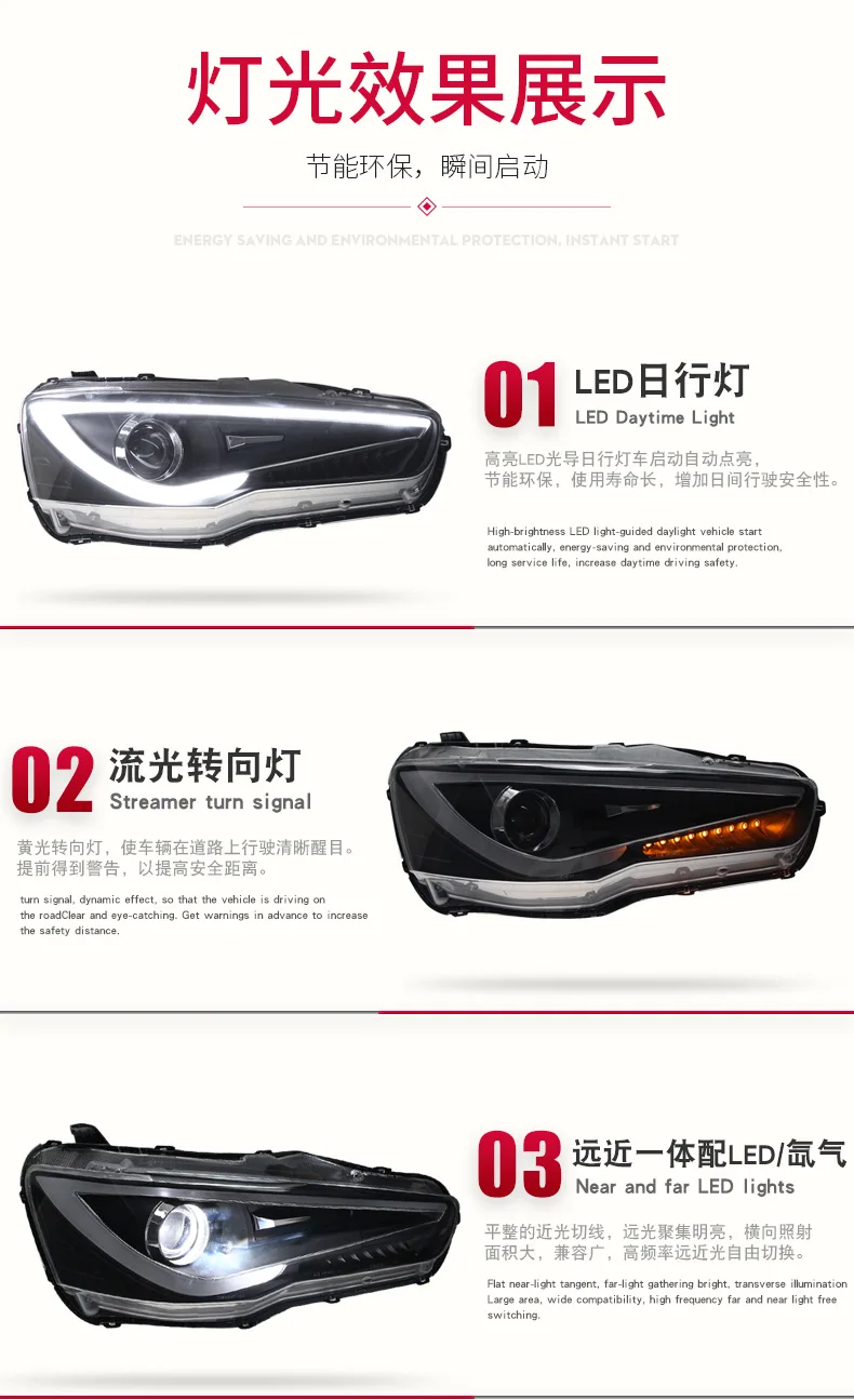 HID 2008 ~ 2015 автомобильный Стайлинг Lancer головной светильник светодиодный lancer