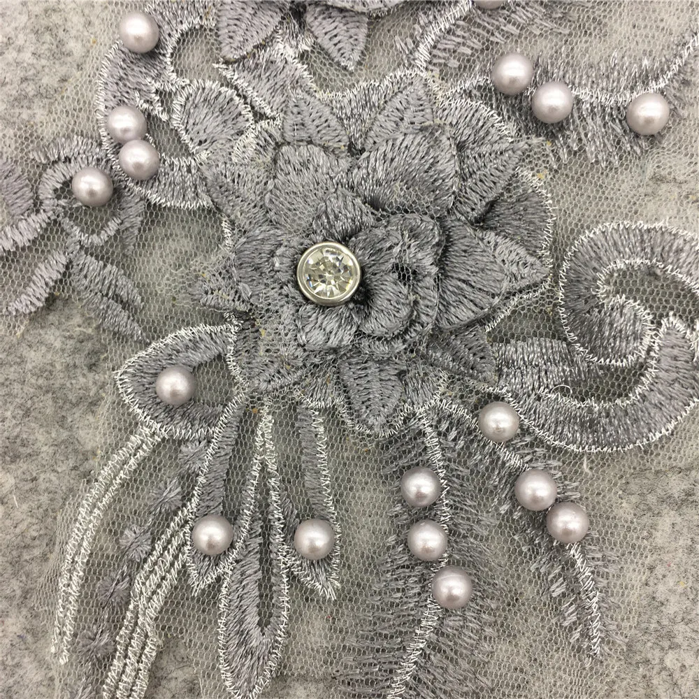 Новое поступление швейная ткань ABS жемчуг цветок кружево декольте платье