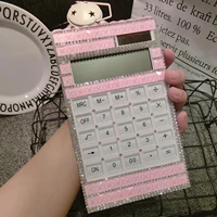 diamond calculator cute with rhinestone shiny solar calculator office electronic calculator mute multi function led screen