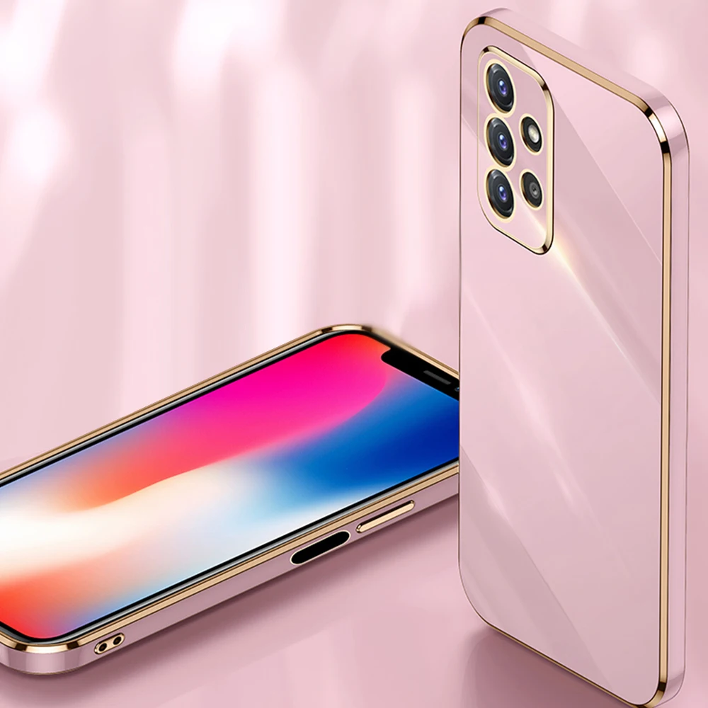 Позолоченный чехол для телефона Samsung A53 A73 A52 A72 A82 A32 A22 однотонные Роскошные Чехлы