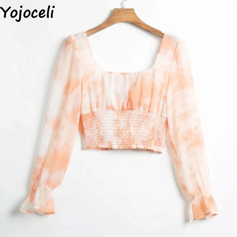 Женская блузка с рюшами Yojoceli повседневная короткая для фитнеса пляжа на каждый