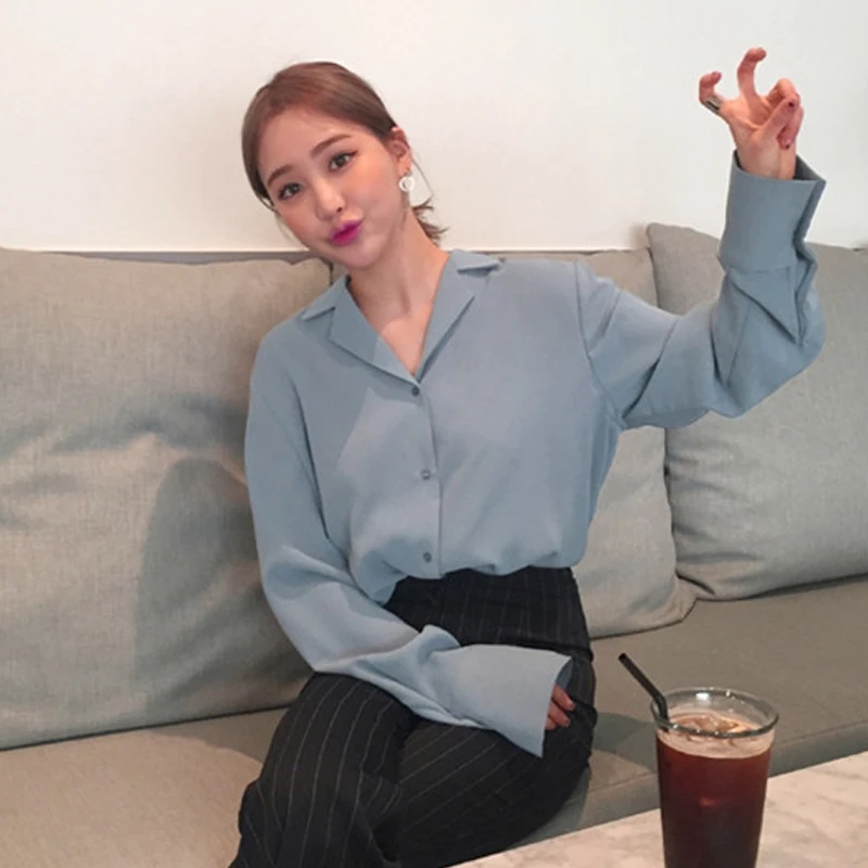 мода плюс размер рубашки slim v образным вырезом с длинными Элегантные женские