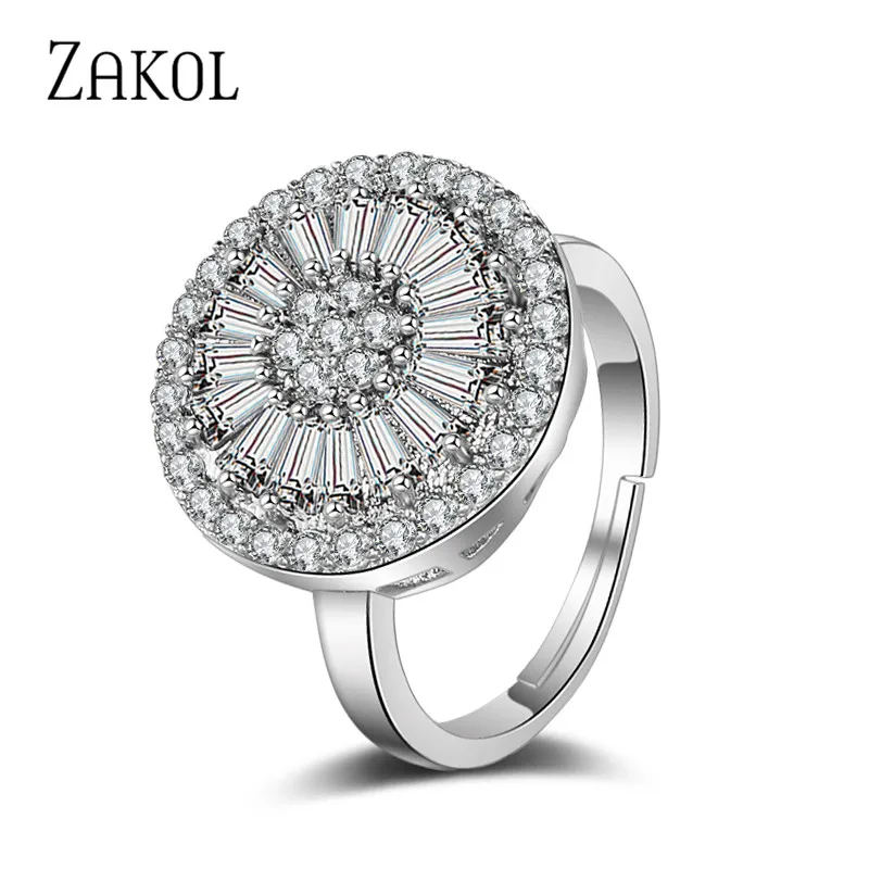 

ZAKOL Fashion Four Color Shiny AAA Cubic Zirconia Wedding Engagement Ring Luxury Jewlery for Women Gifts FSRP2037