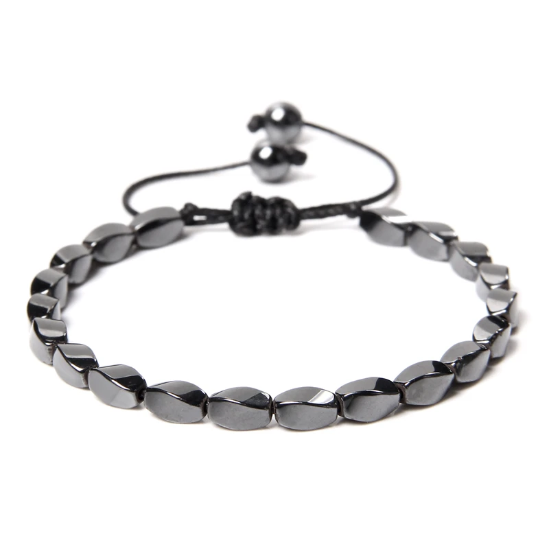 

Weight Loss Hematite Braided Bracelets For Women Men Stretch Health Cure Classic Healing Meditation Bracelet Magnetic Jewelry